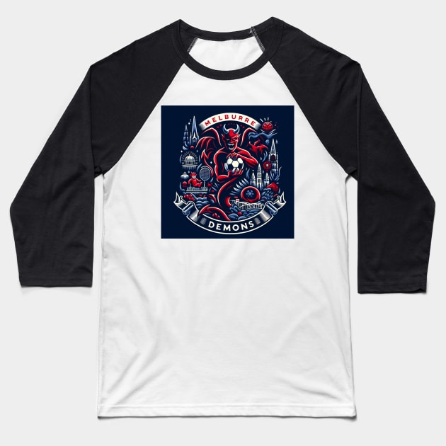 Unleashing the Power: Melbourne Demons in Action Baseball T-Shirt by euror-design